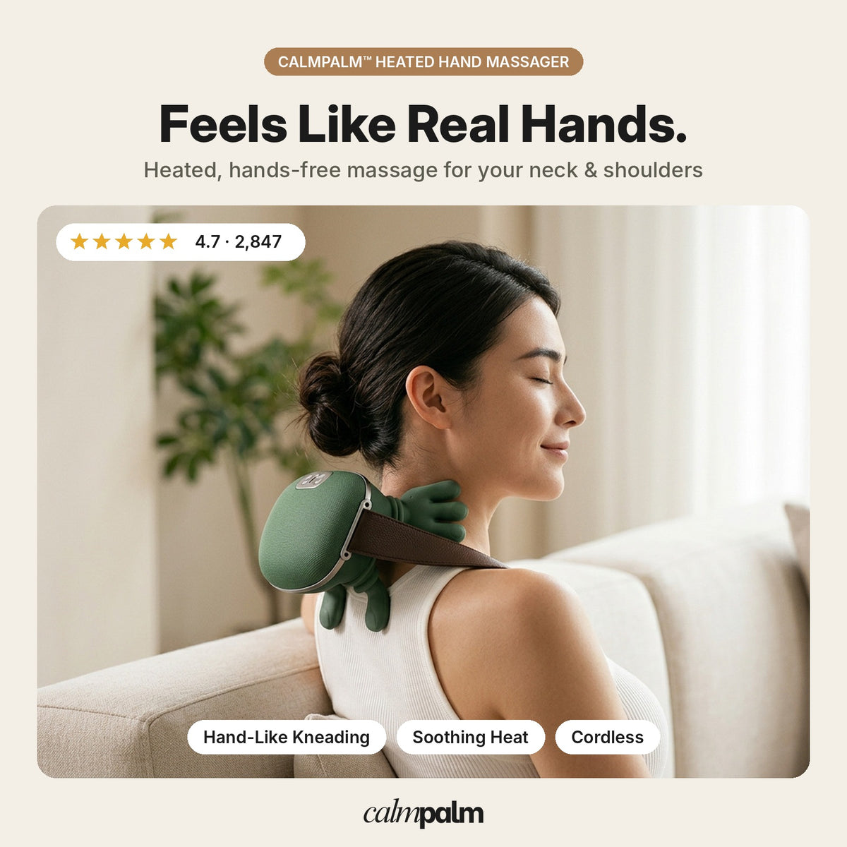 CalmPalm™ - Heated Hand Massager for Neck & Shoulders